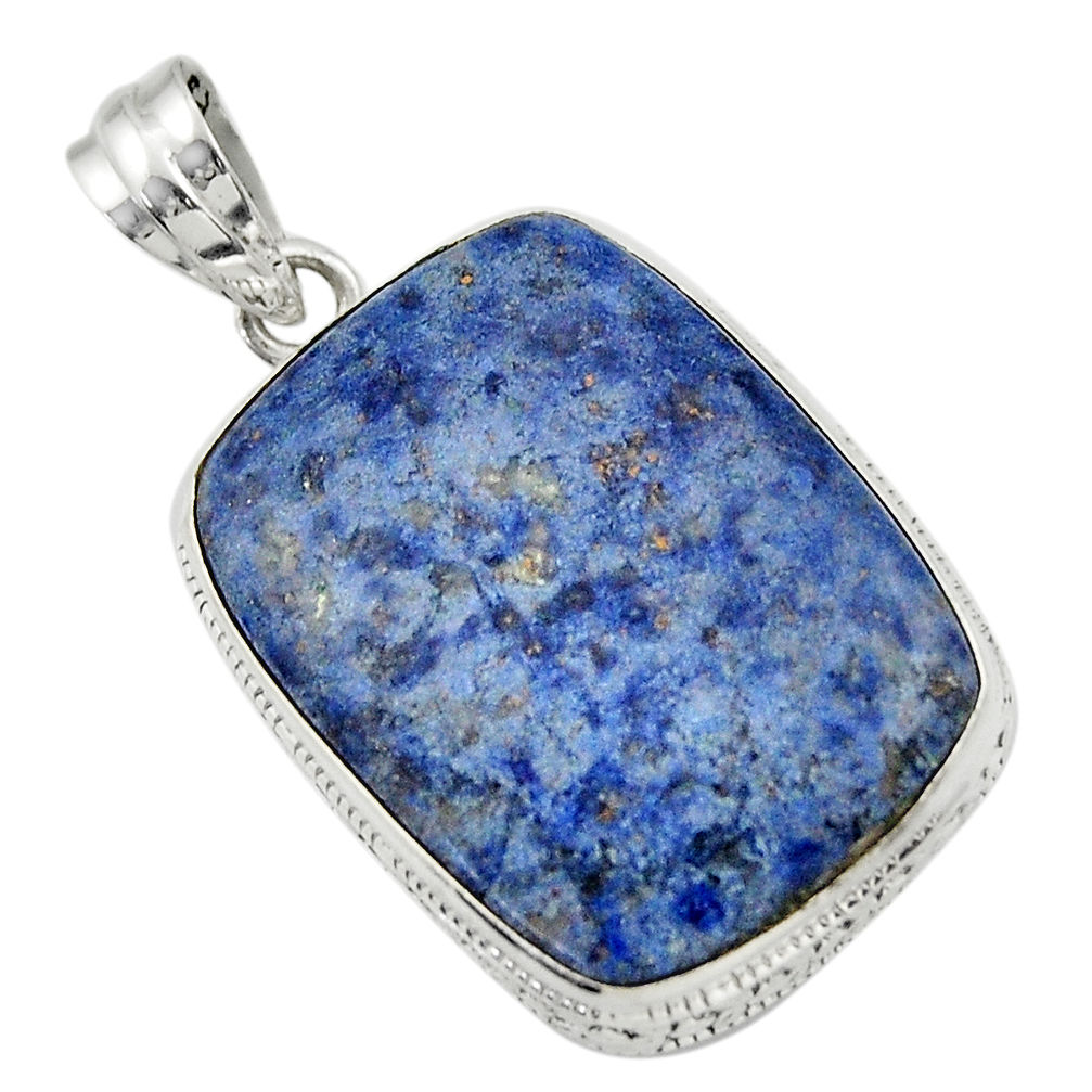 24.00cts natural blue dumortierite 925 sterling silver pendant jewelry r31890