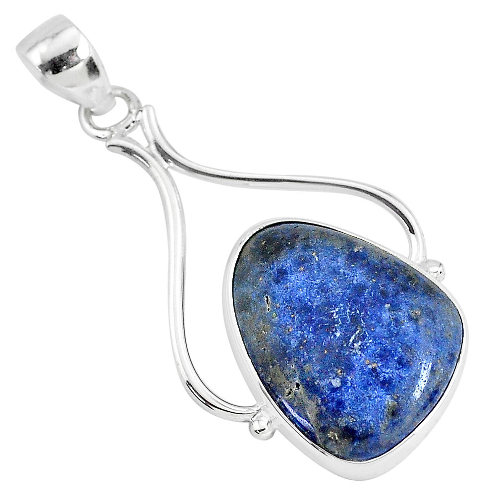 14.23cts natural blue dumortierite 925 sterling silver pendant jewelry r94466