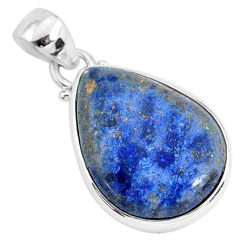 12.65cts natural blue dumortierite 925 sterling silver pendant jewelry r94468