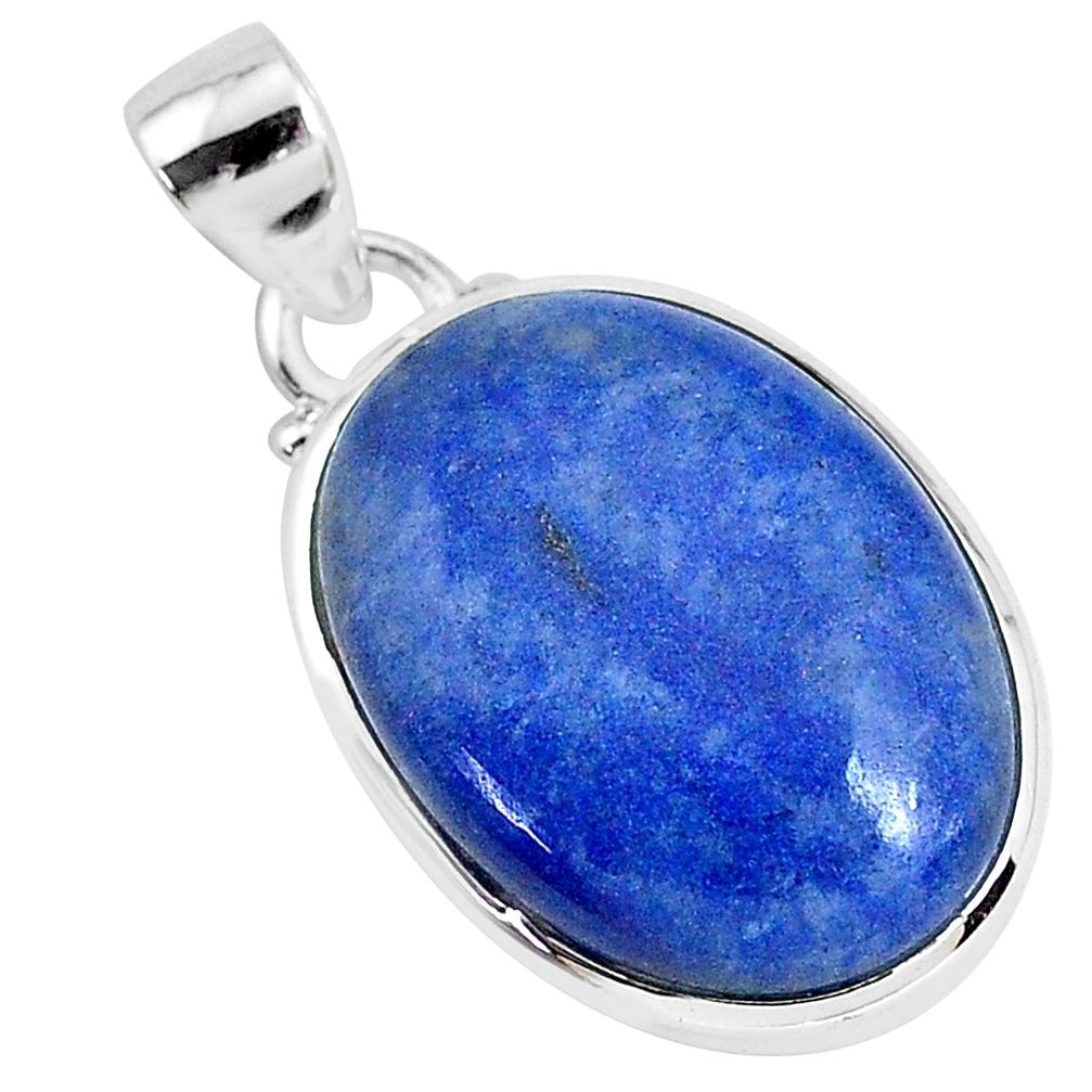 13.15cts natural blue dumortierite 925 sterling silver pendant jewelry r94594