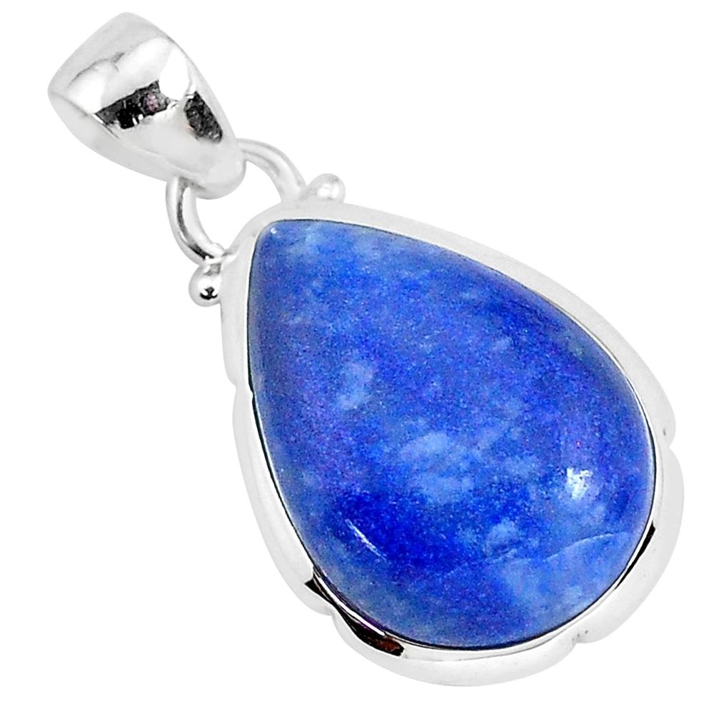 11.17cts natural blue dumortierite 925 sterling silver pendant jewelry r94595