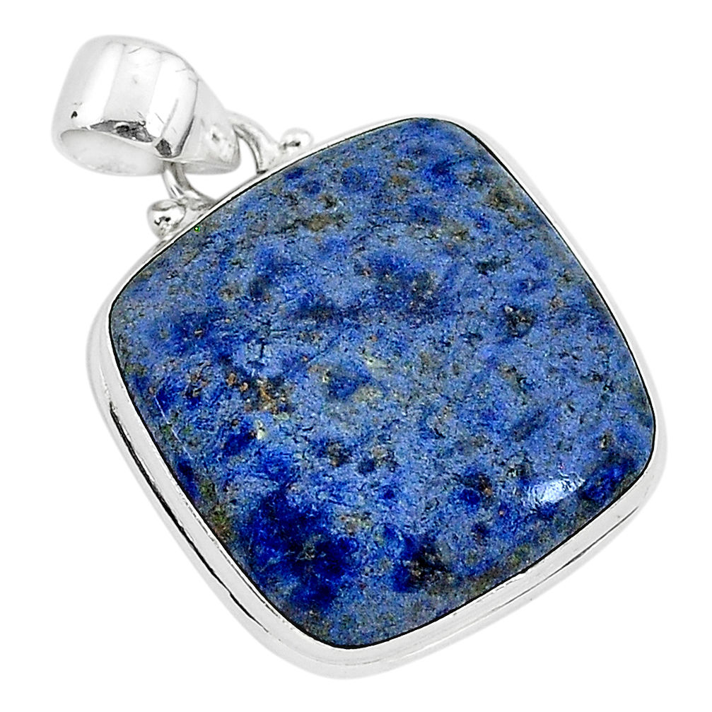 17.55cts natural blue dumortierite 925 sterling silver pendant jewelry r94745