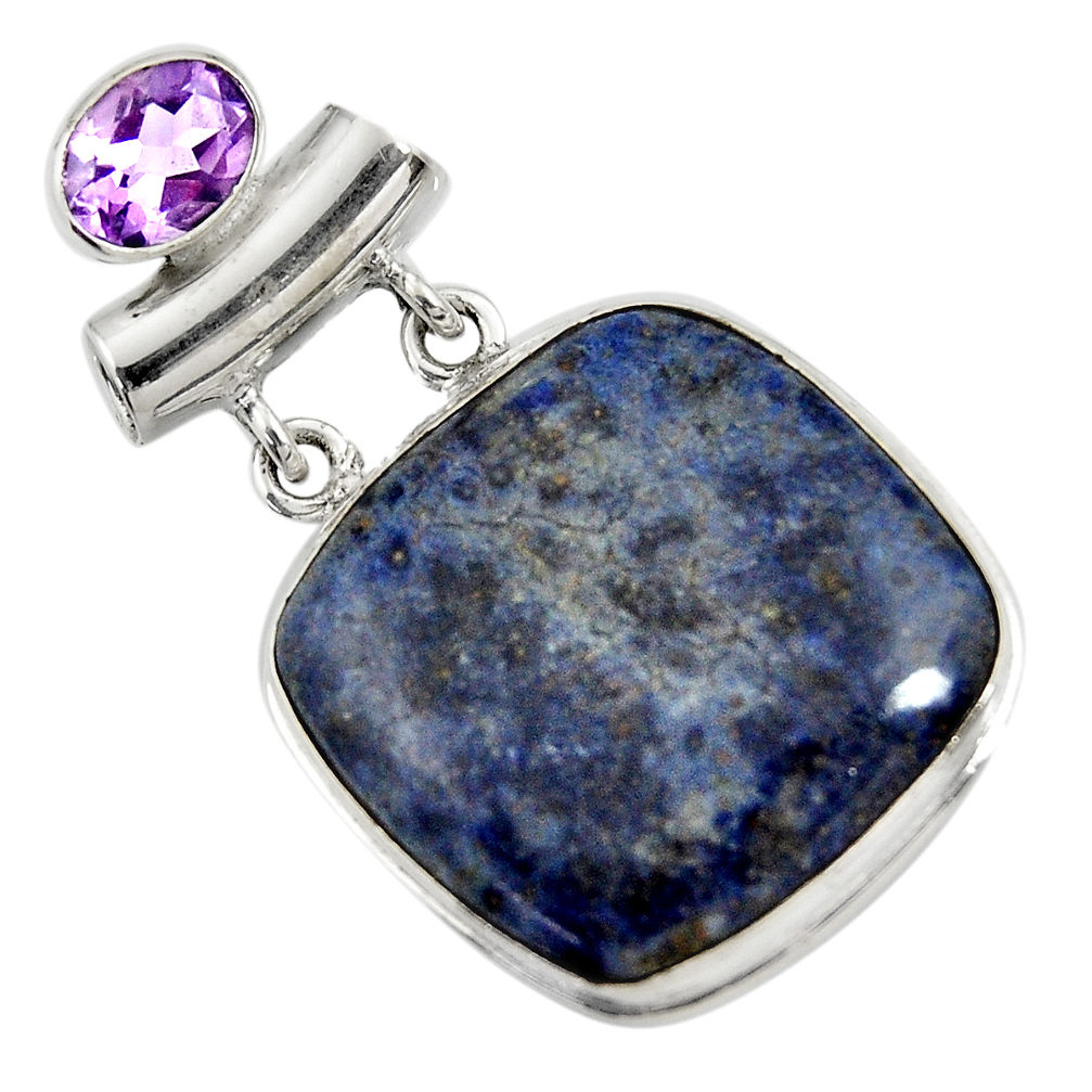 26.16cts natural blue dumortierite amethyst 925 sterling silver pendant r30581