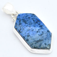 16.94cts natural blue dumortierite hexagon 925 sterling silver pendant u59164
