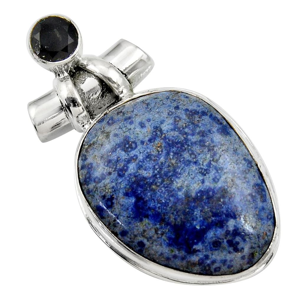 29.34cts natural blue dumortierite onyx 925 sterling silver pendant r30584