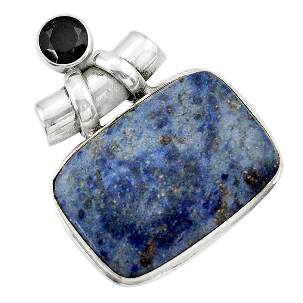 26.54cts natural blue dumortierite onyx 925 sterling silver pendant r31883