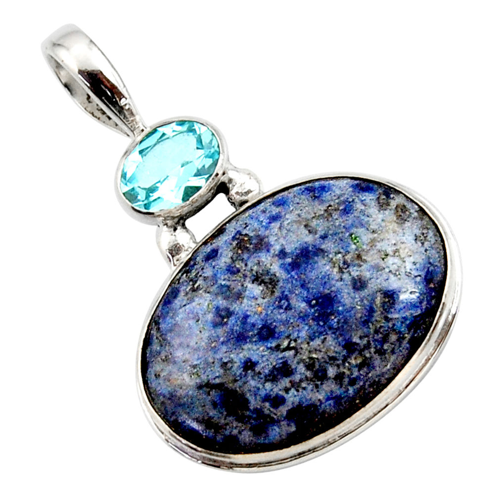 16.20cts natural blue dumortierite topaz 925 sterling silver pendant r27741