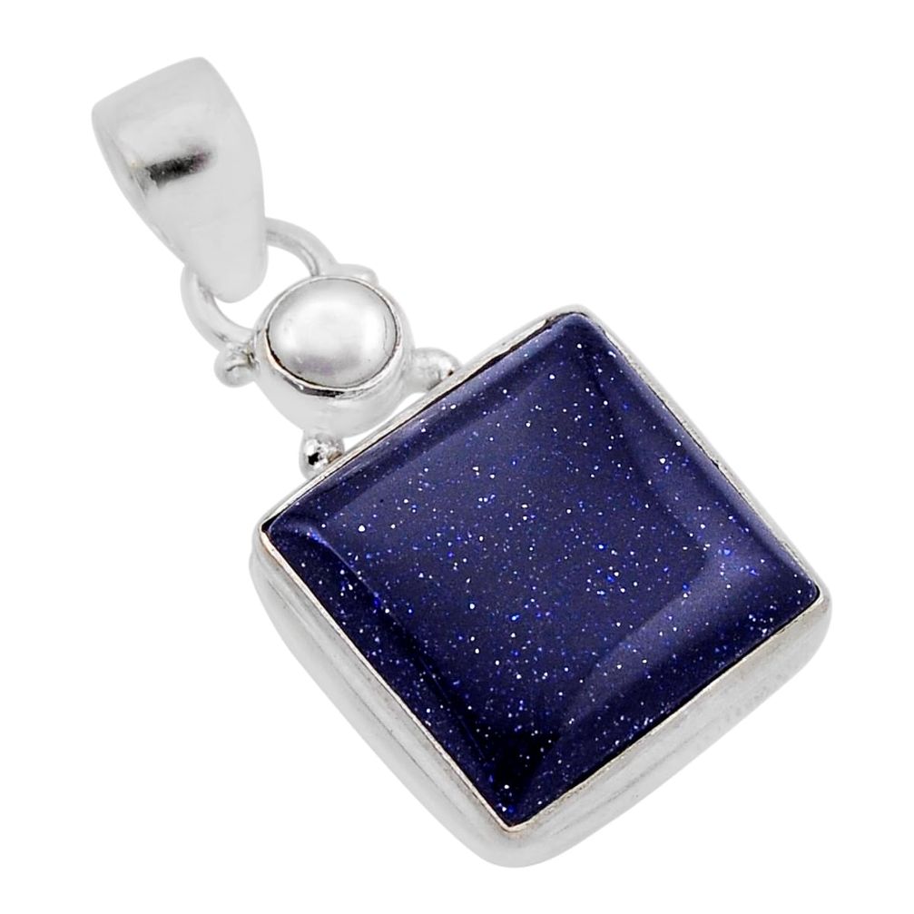 12.06cts natural blue goldstone pearl 925 sterling silver pendant jewelry n44373