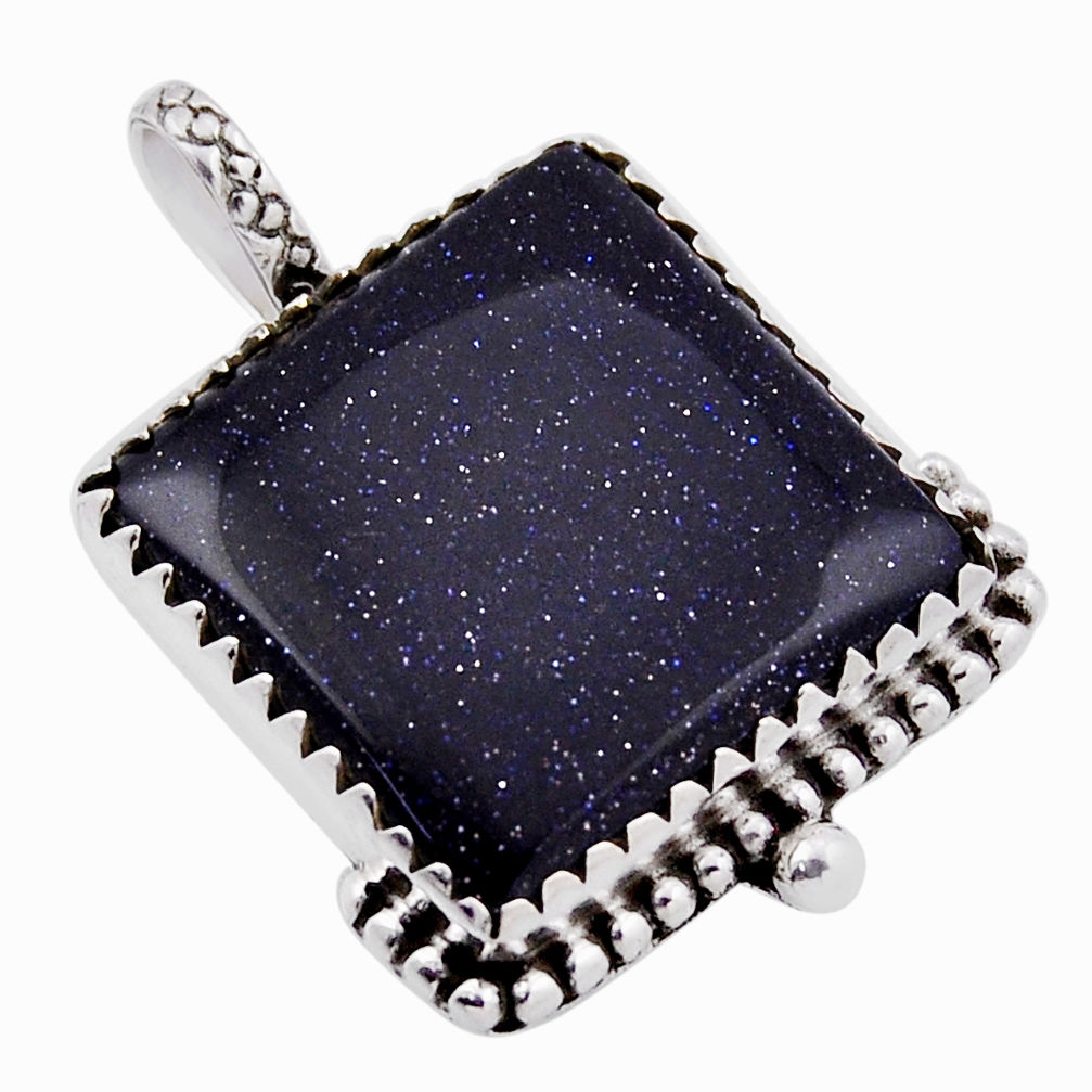 14.72cts natural blue goldstone square sterling silver pendant jewelry n35602