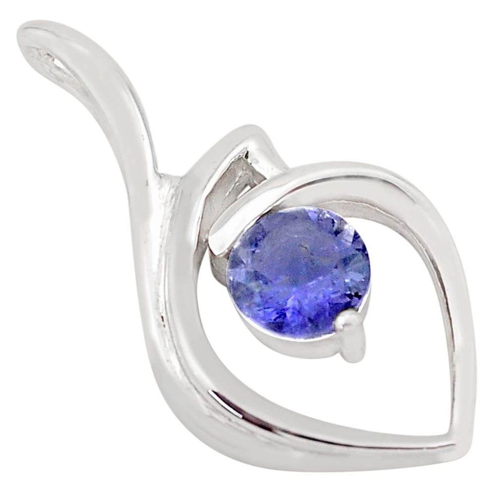 2.61cts natural blue iolite 925 sterling silver pendant jewelry p83919