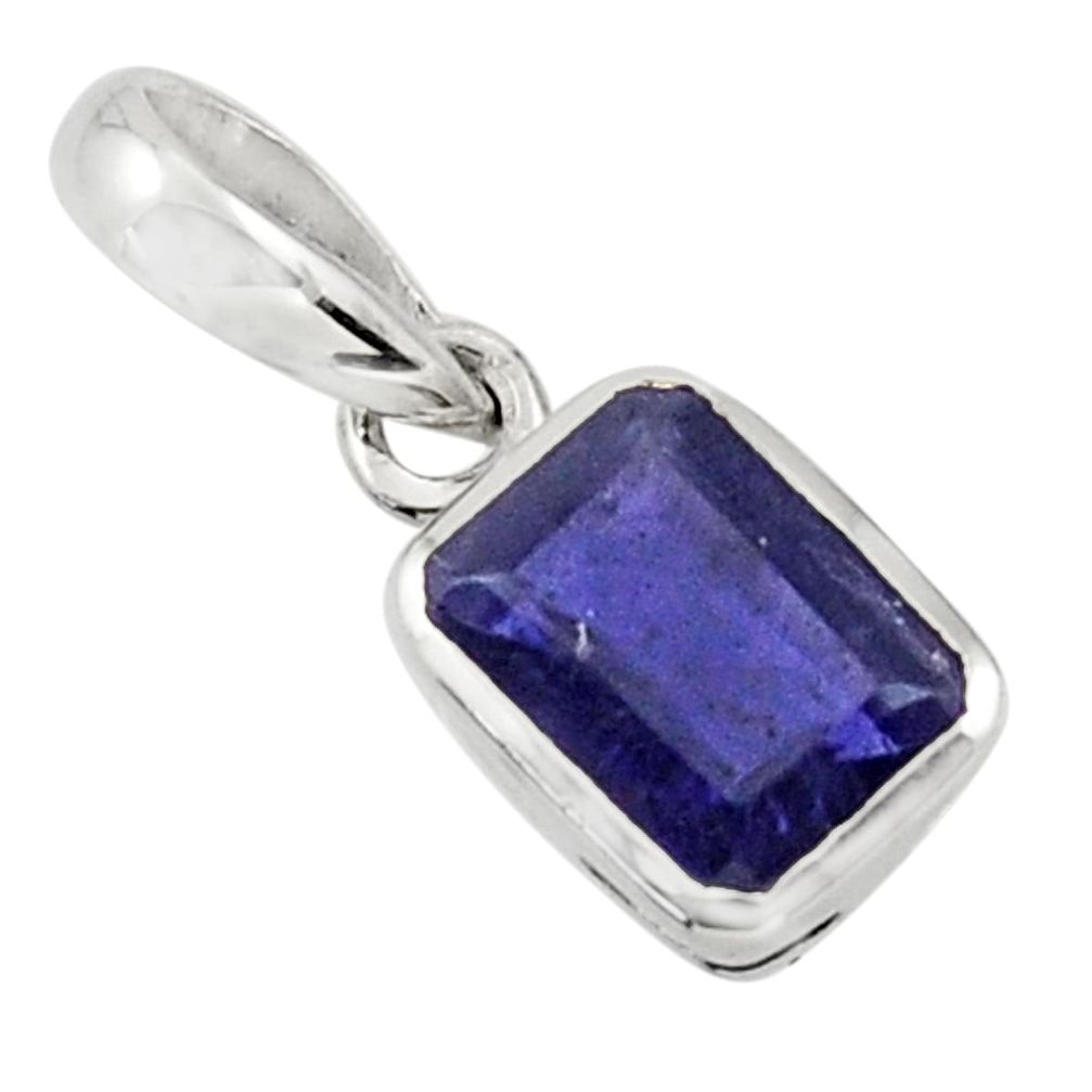 2.05cts natural blue iolite 925 sterling silver pendant jewelry r43469