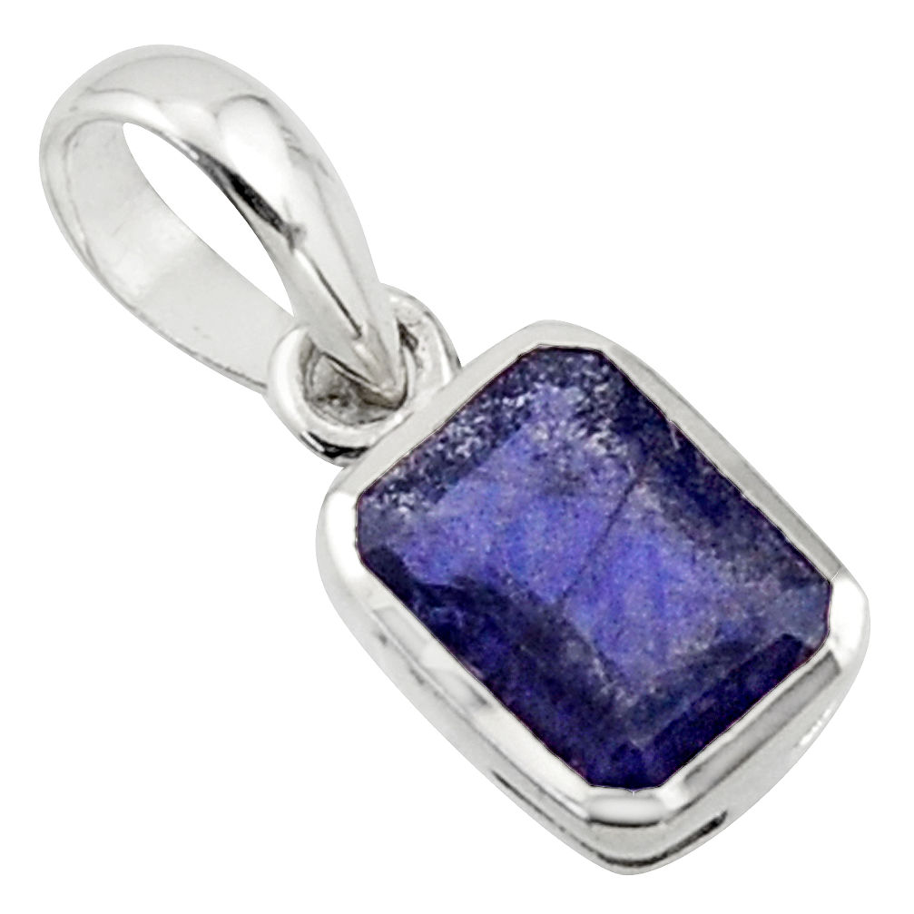 1.90cts natural blue iolite 925 sterling silver pendant jewelry r43470