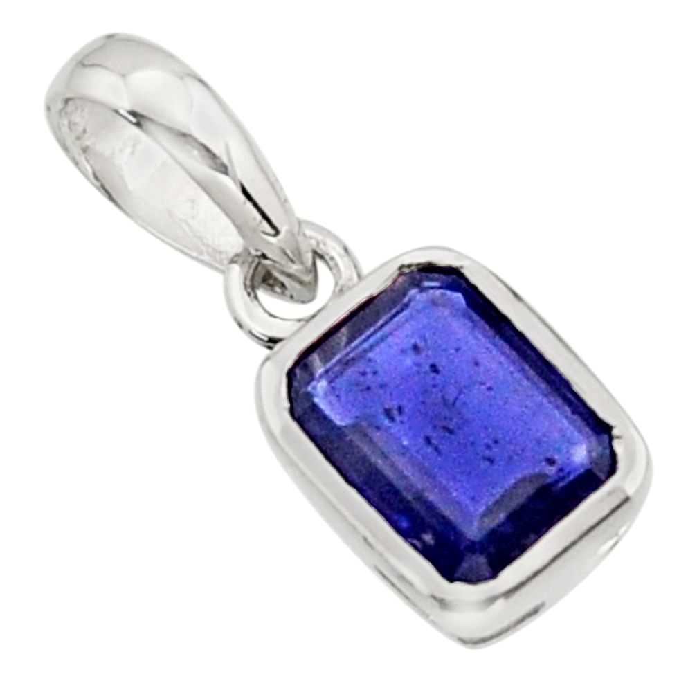 1.91cts natural blue iolite 925 sterling silver pendant jewelry r43471