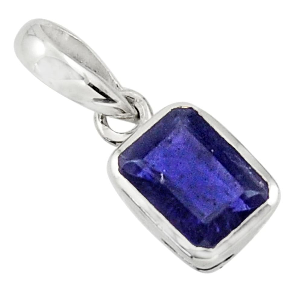 2.04cts natural blue iolite 925 sterling silver pendant jewelry r43484
