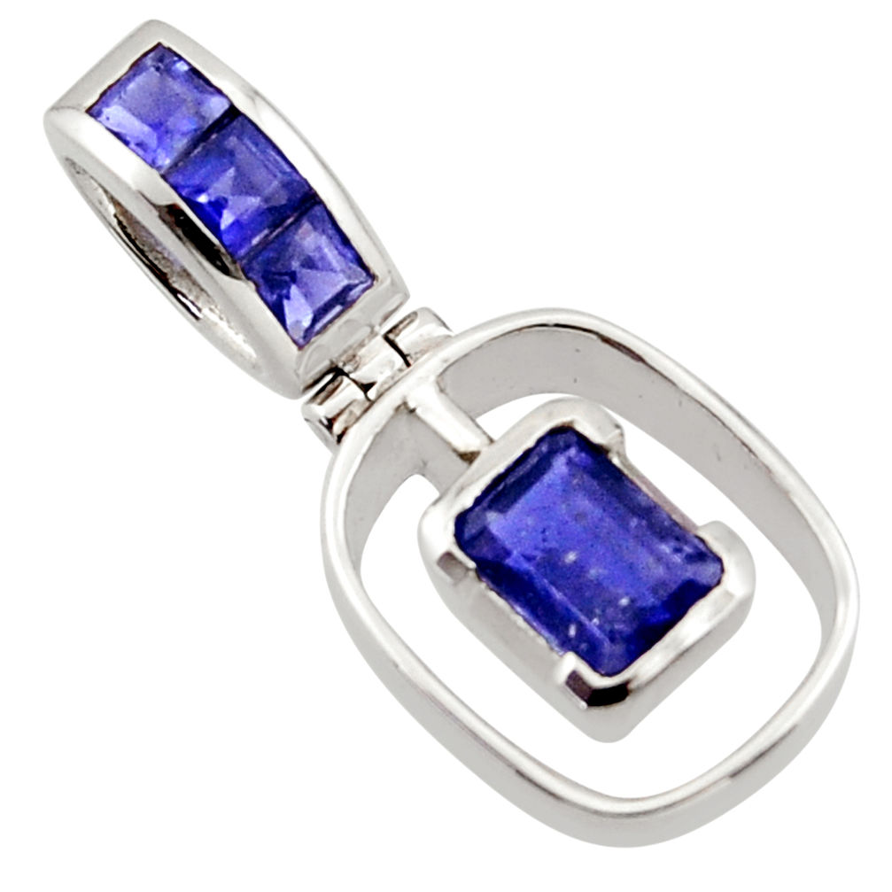 2.50cts natural blue iolite 925 sterling silver pendant jewelry r43606
