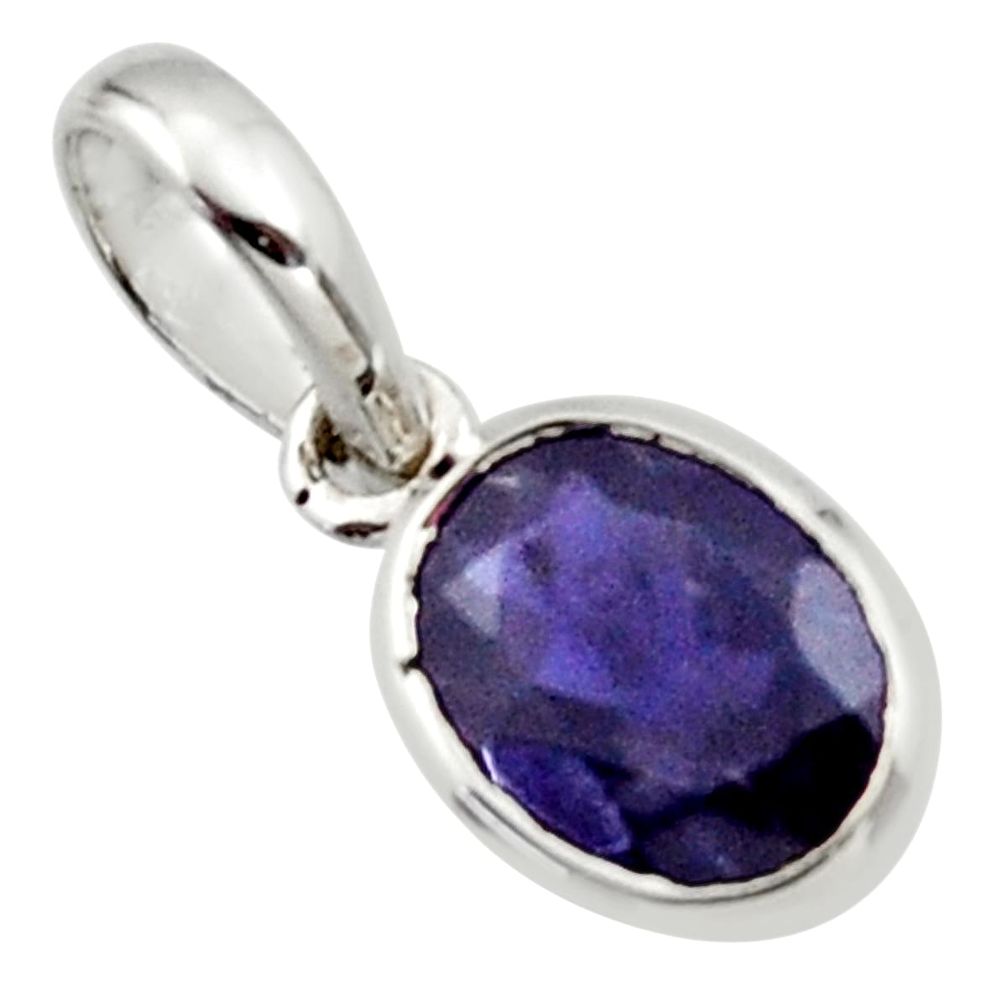 2.74cts natural blue iolite 925 sterling silver pendant jewelry r45577