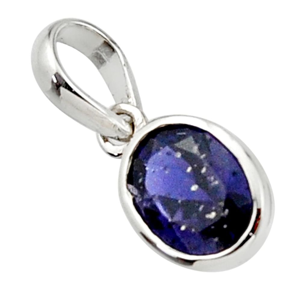 3.01cts natural blue iolite 925 sterling silver pendant jewelry r45579