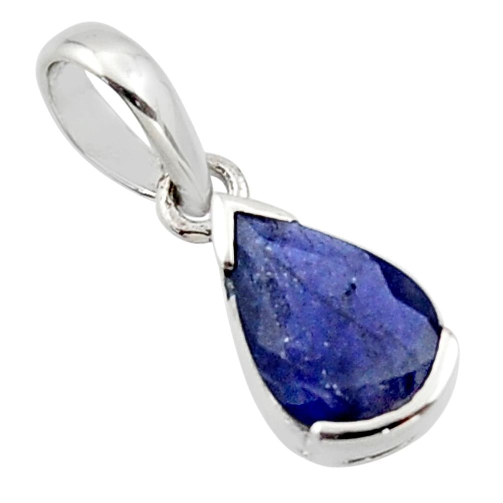 2.19cts natural blue iolite 925 sterling silver pendant jewelry r45593