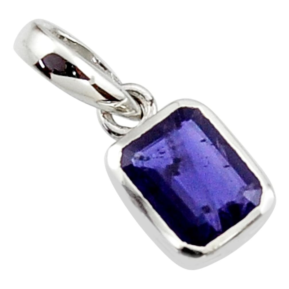 2.14cts natural blue iolite 925 sterling silver pendant jewelry r45600