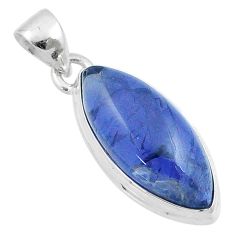 11.20cts natural blue iolite 925 sterling silver pendant jewelry u21781