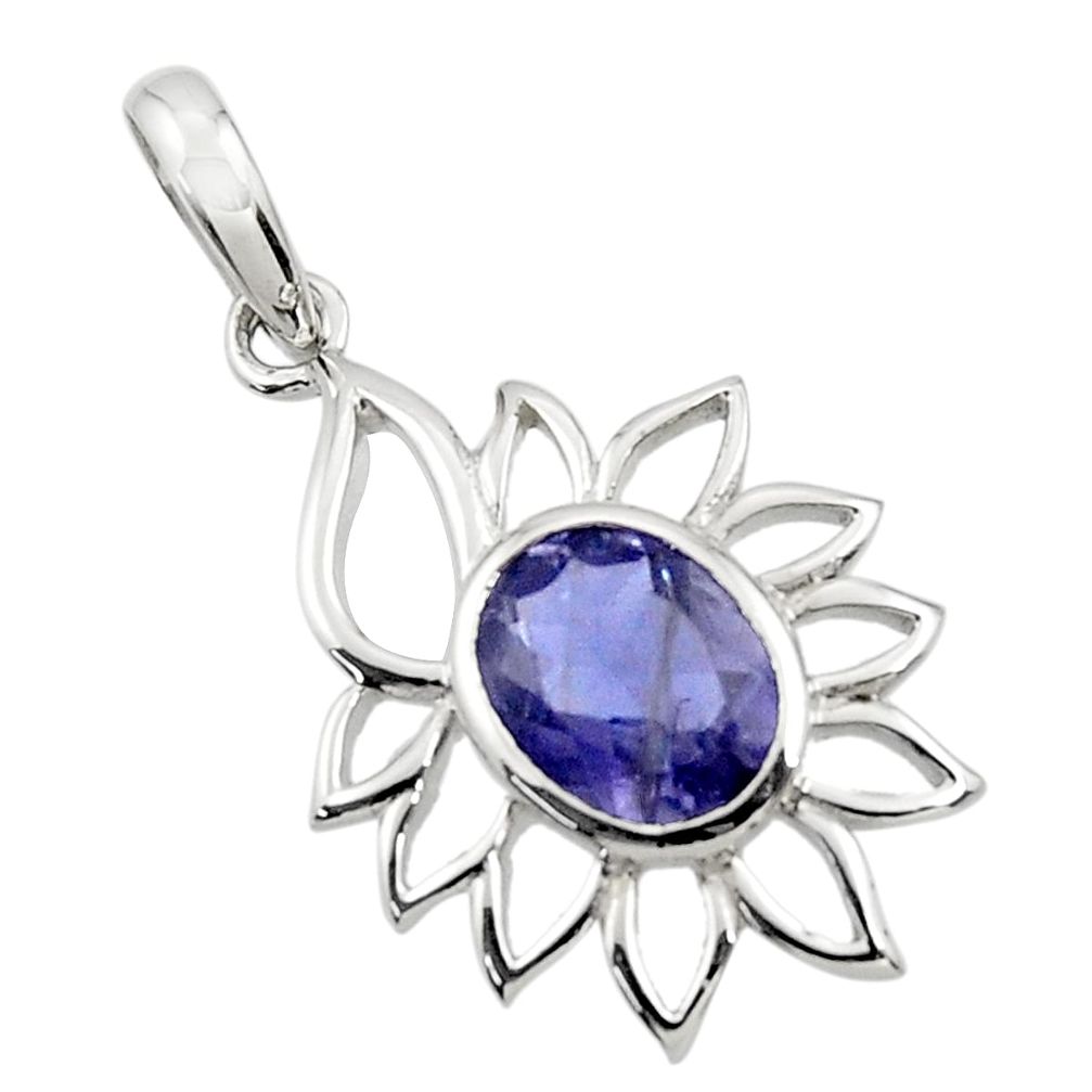 blue iolite oval 925 sterling silver pendant jewelry d45662