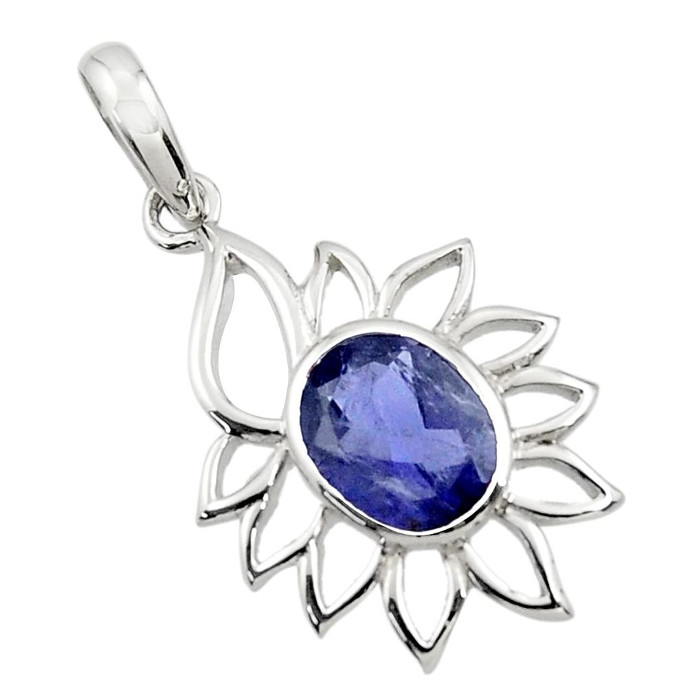 blue iolite oval 925 sterling silver pendant jewelry d45691