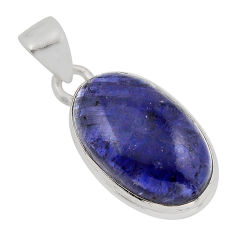 10.25cts natural blue iolite oval 925 sterling silver pendant jewelry y95553