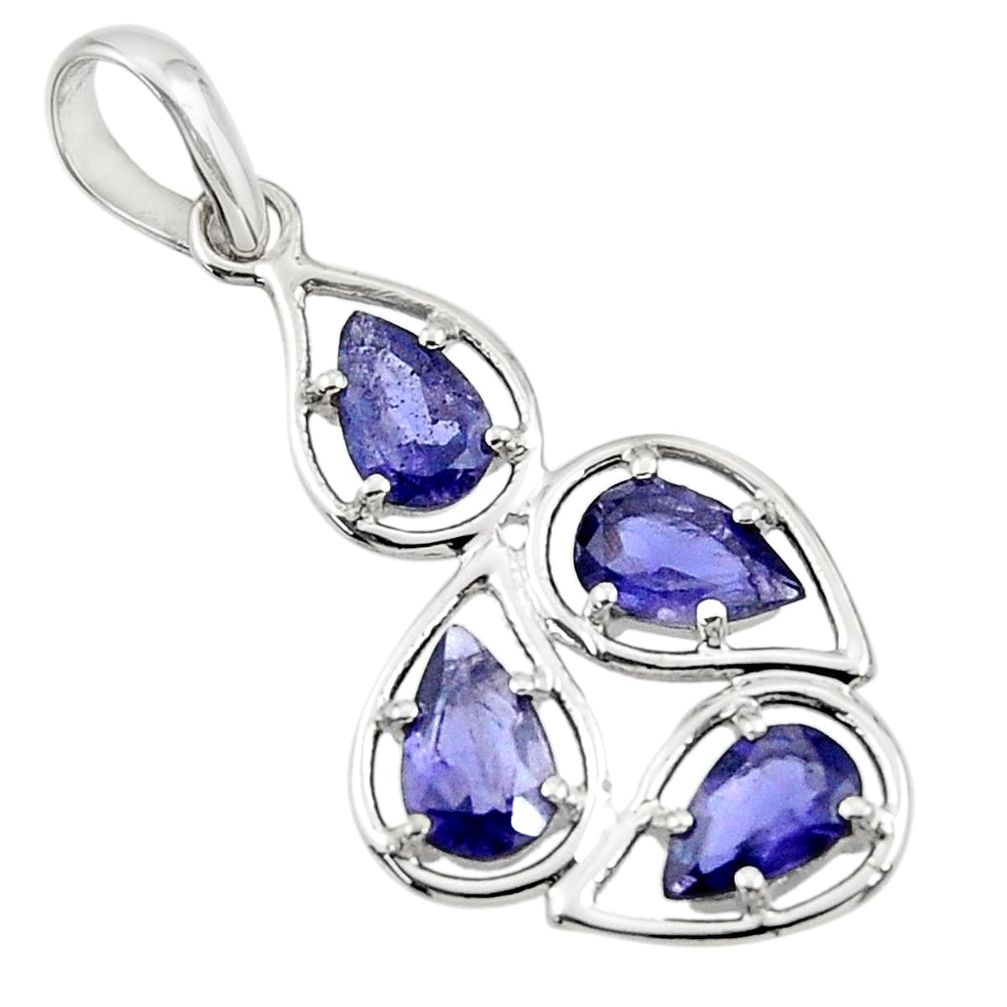 blue iolite pear 925 sterling silver pendant jewelry d45606