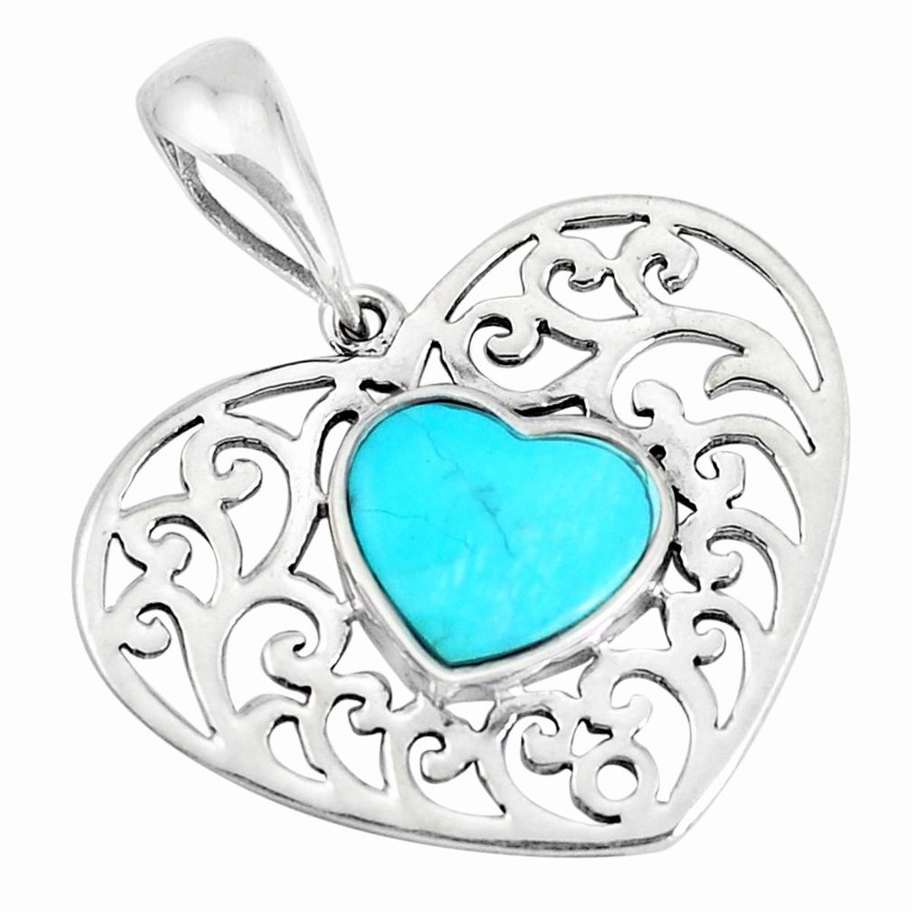 2.61cts natural blue kingman turquoise 925 sterling silver pendant c10858