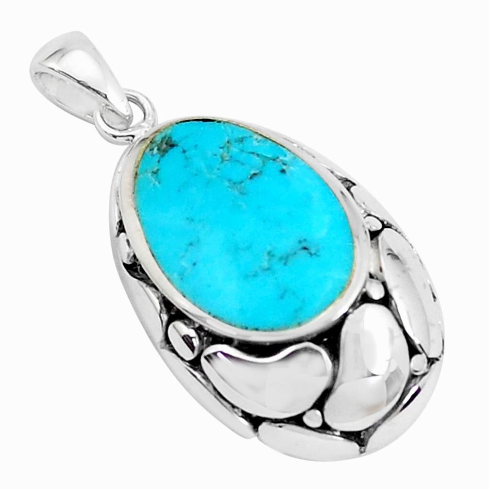 2.33cts natural blue kingman turquoise 925 sterling silver pendant c10861