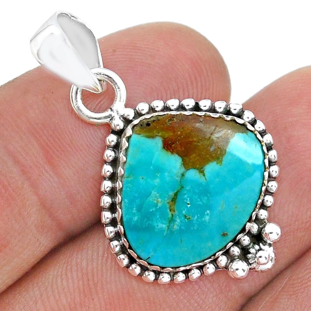 9.25cts natural blue kingman turquoise 925 sterling silver pendant u80108