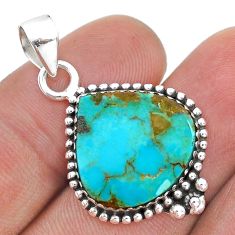 11.57cts natural blue kingman turquoise 925 sterling silver pendant u80133