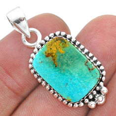 9.99cts natural blue kingman turquoise octagan sterling silver pendant u80125