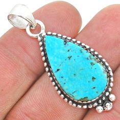 12.10cts natural blue kingman turquoise pear 925 sterling silver pendant u80122