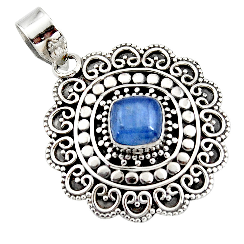 3.05cts natural blue kyanite 925 sterling silver boho pendant jewelry r46998