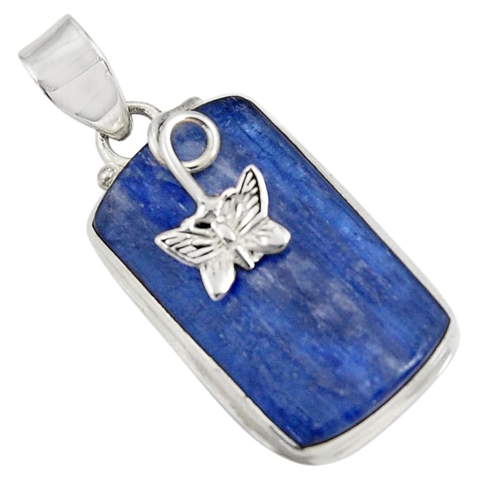 24.35cts natural blue kyanite 925 sterling silver butterfly pendant d42669