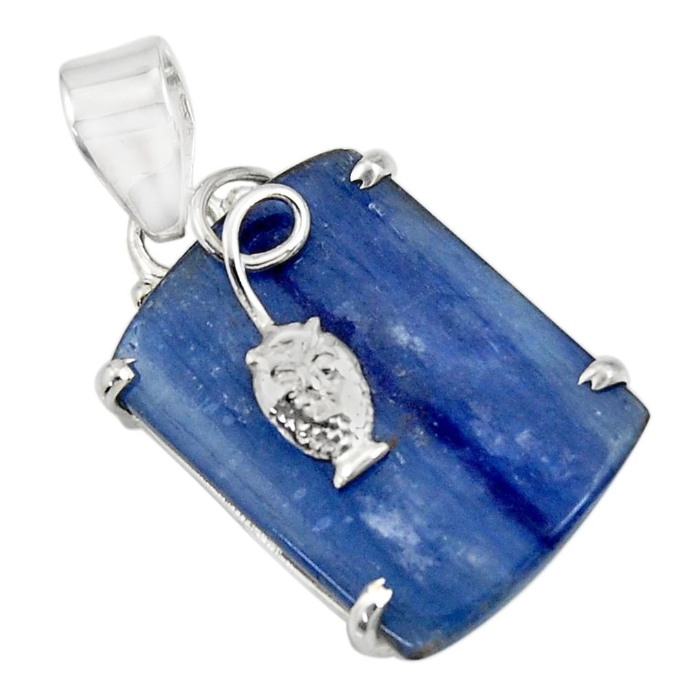 23.13cts natural blue kyanite 925 sterling silver fish pendant jewelry d42663