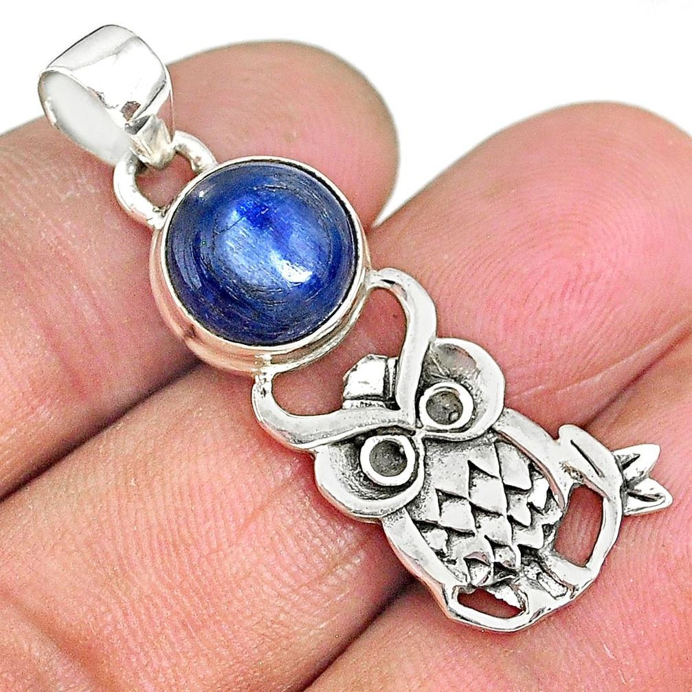 4.76cts natural blue kyanite 925 sterling silver owl pendant jewelry r90337