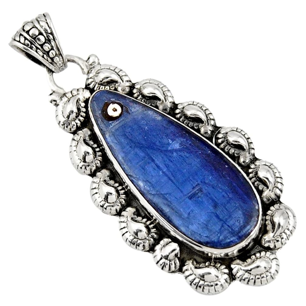 15.53cts natural blue kyanite 925 sterling silver pendant jewelry d42670