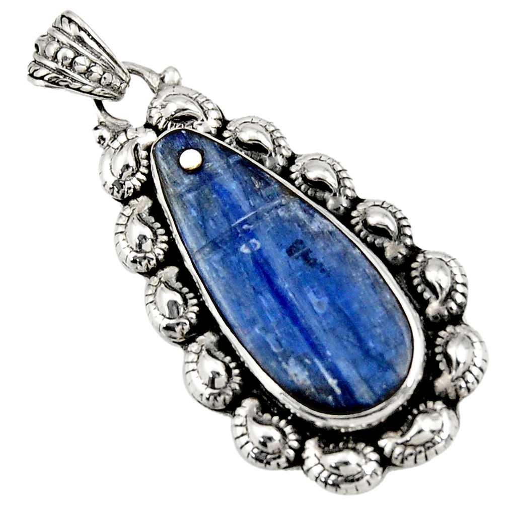 15.44cts natural blue kyanite 925 sterling silver pendant jewelry d42676
