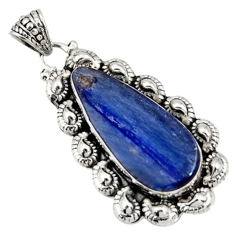 15.44cts natural blue kyanite 925 sterling silver pendant jewelry d42677