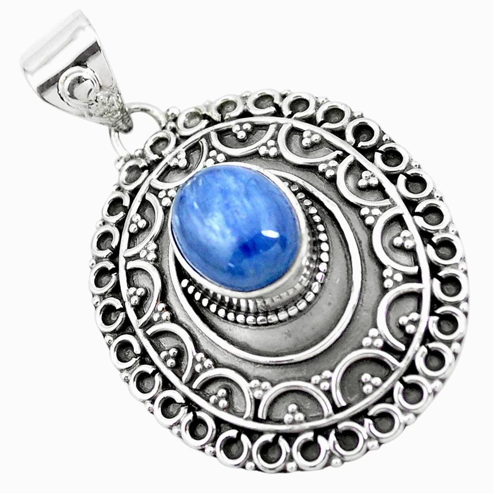 4.21cts natural blue kyanite 925 sterling silver pendant jewelry p24707