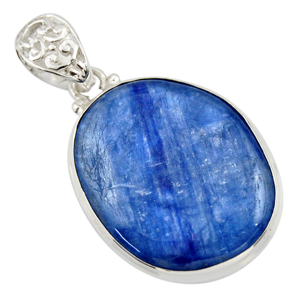 31.00cts natural blue kyanite 925 sterling silver pendant jewelry r44388