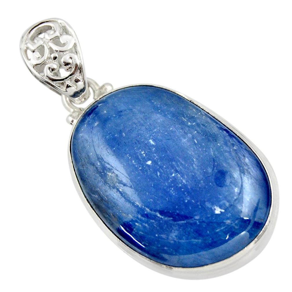 34.97cts natural blue kyanite 925 sterling silver pendant jewelry r44389