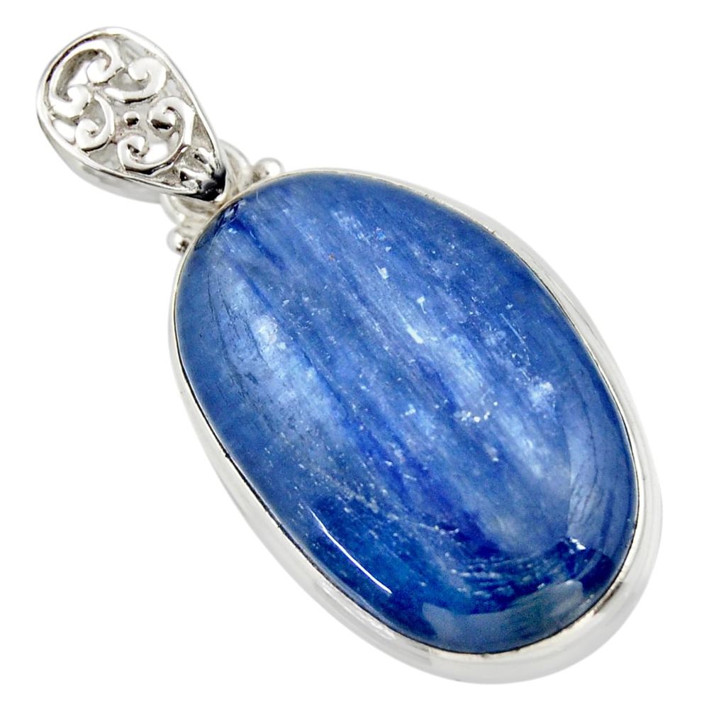 35.25cts natural blue kyanite 925 sterling silver pendant jewelry r44391