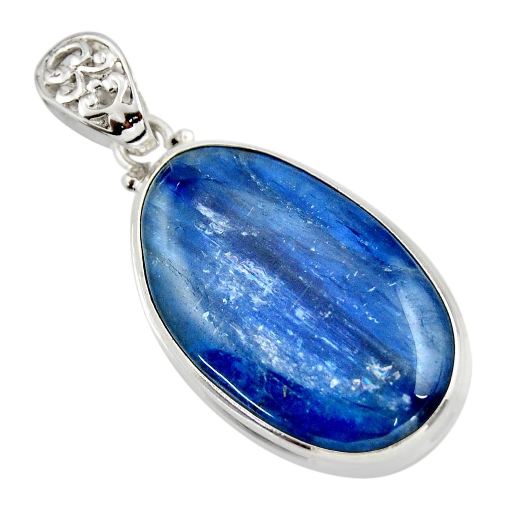 36.65cts natural blue kyanite 925 sterling silver pendant jewelry r44394