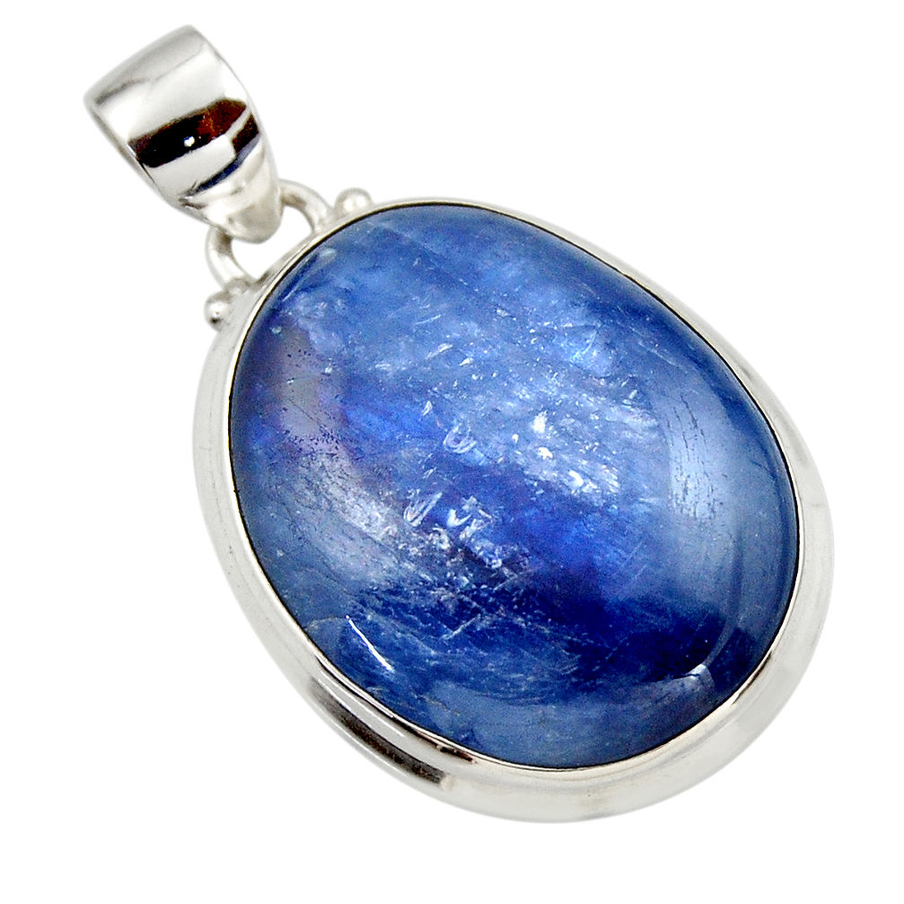 30.16cts natural blue kyanite 925 sterling silver pendant jewelry r44413