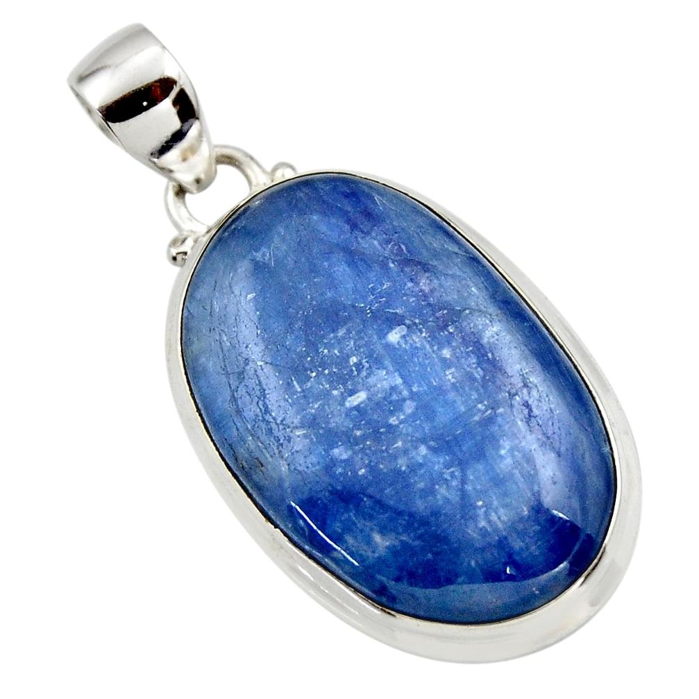 27.14cts natural blue kyanite 925 sterling silver pendant jewelry r44414