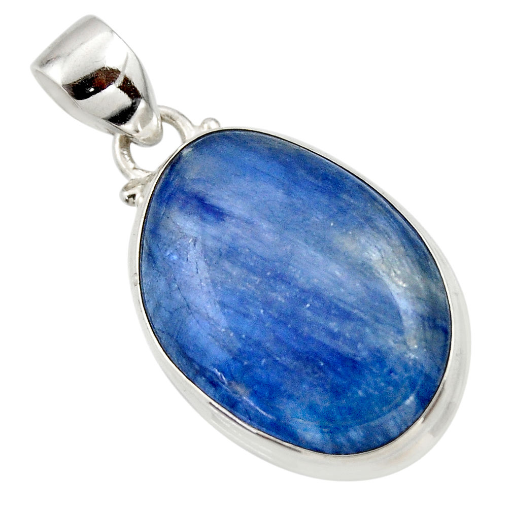 17.66cts natural blue kyanite 925 sterling silver pendant jewelry r44420