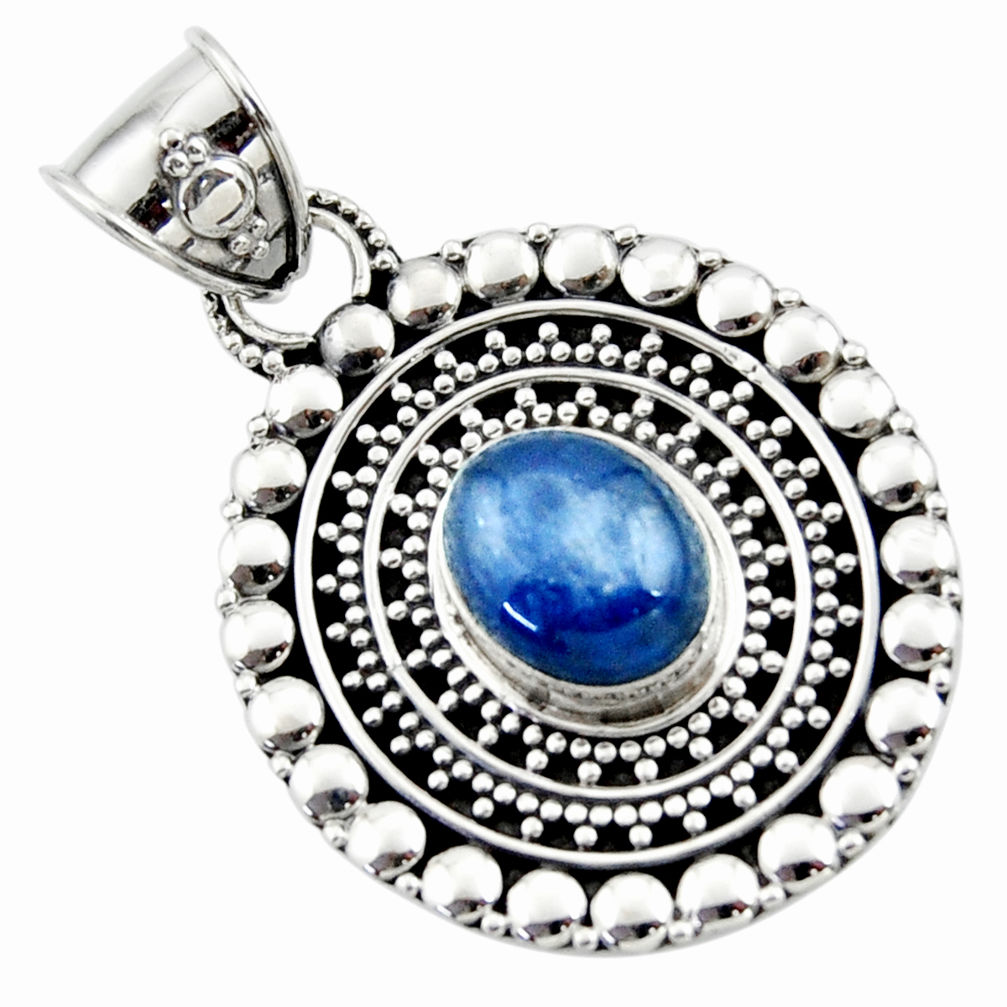 4.26cts natural blue kyanite 925 sterling silver pendant jewelry r44618
